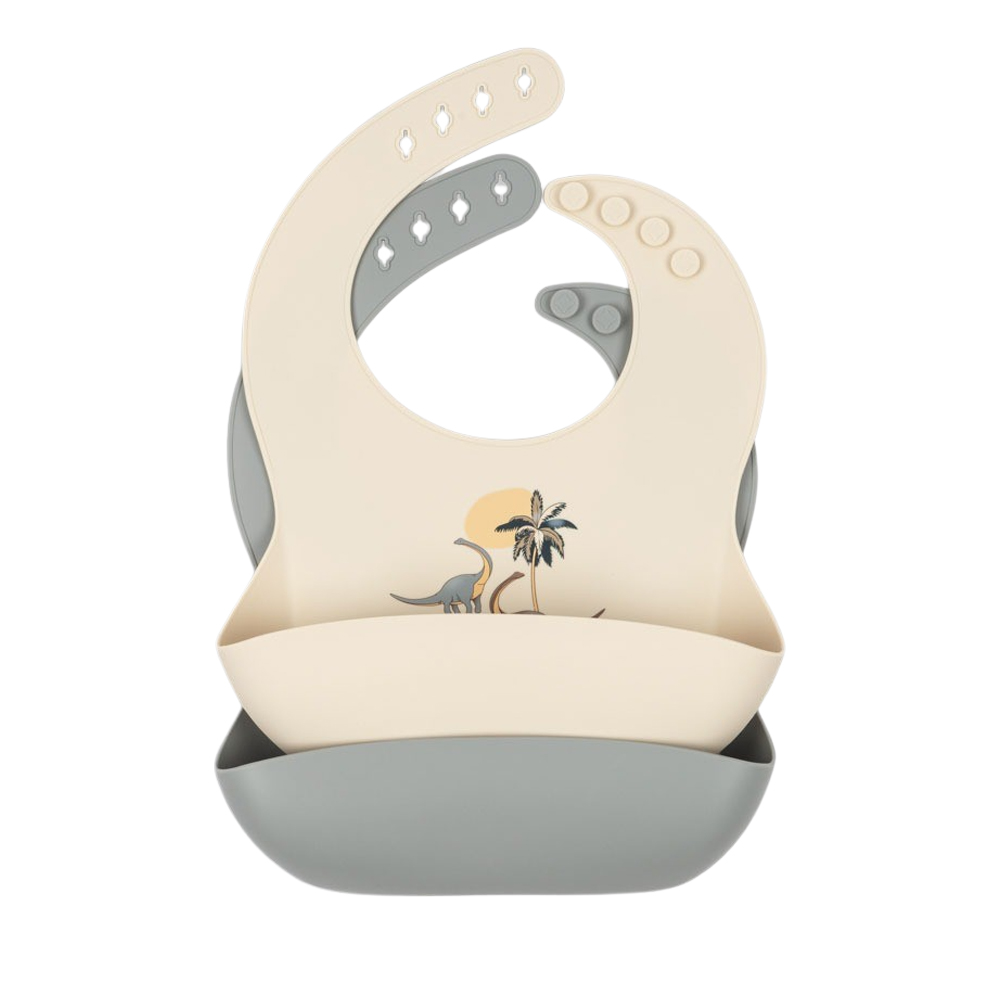 콩제슬래드 실리콘 턱받이 2팩 디노(Konges Sløjd 2 Pack Silicone Bib Dino)