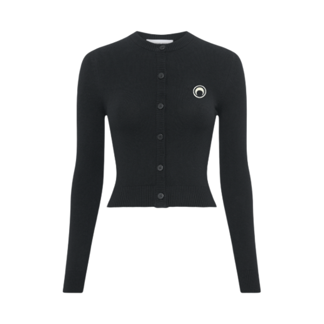 (W) 마린 세르 문 로고 니트 핏티드 가디건 블랙((W) Marine Serre Moon Logo Knit Fitted Cardigan Black)