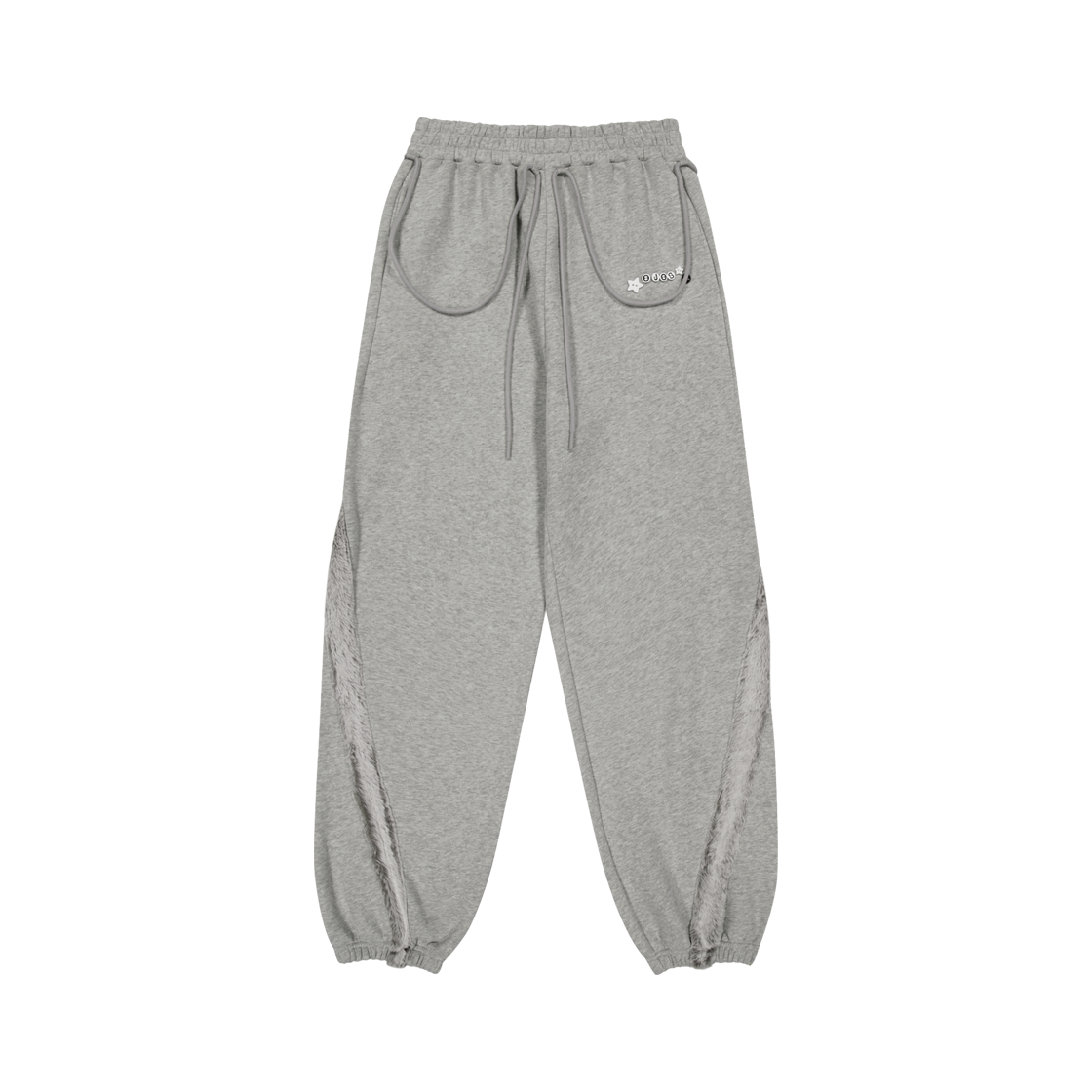 오호스 사이드 퍼 트림 스웻팬츠 그레이(OJOS Side Fur Trim Sweatpants Grey)