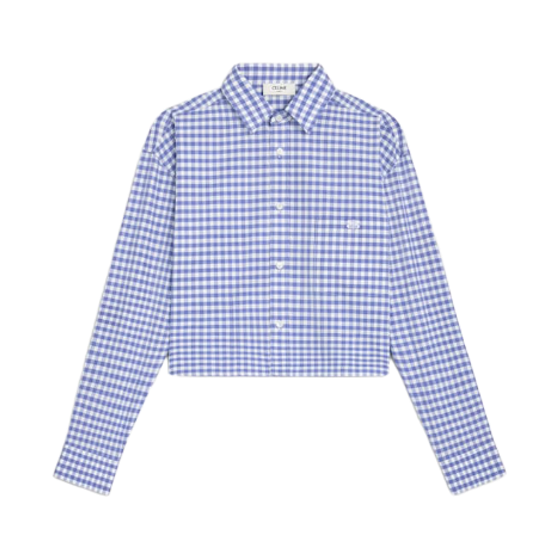 2C8370N41-01NL (W) Celine Cropped Shirt in Vichy Cotton Blanc Bleu