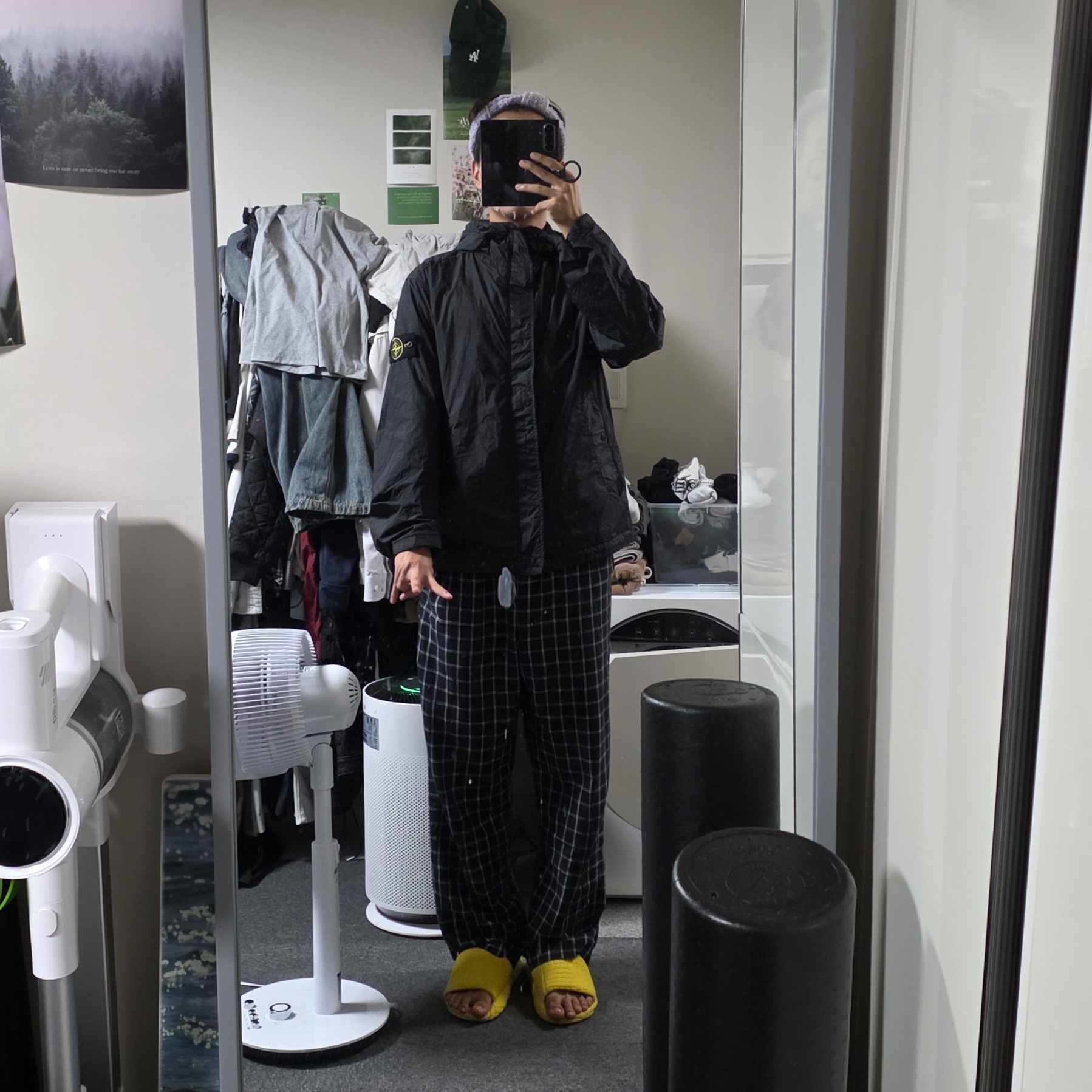 Stone Island S0A23 Crinkle Reps R-NY Wind Resistant Anti-Drop Hooded Jacket - 25SS 착용 스타일 - 2