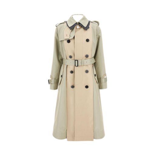 (W) 사카이 개버딘 트렌치 코트 베이지((W) Sacai Gabardine Trench Coat Beige) - 1