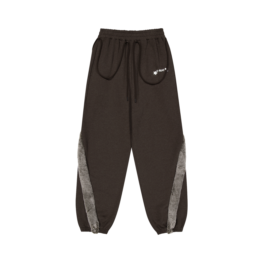 OJ25FWPT001SBR OJOS Side Fur Trim Sweatpants Stone Brown