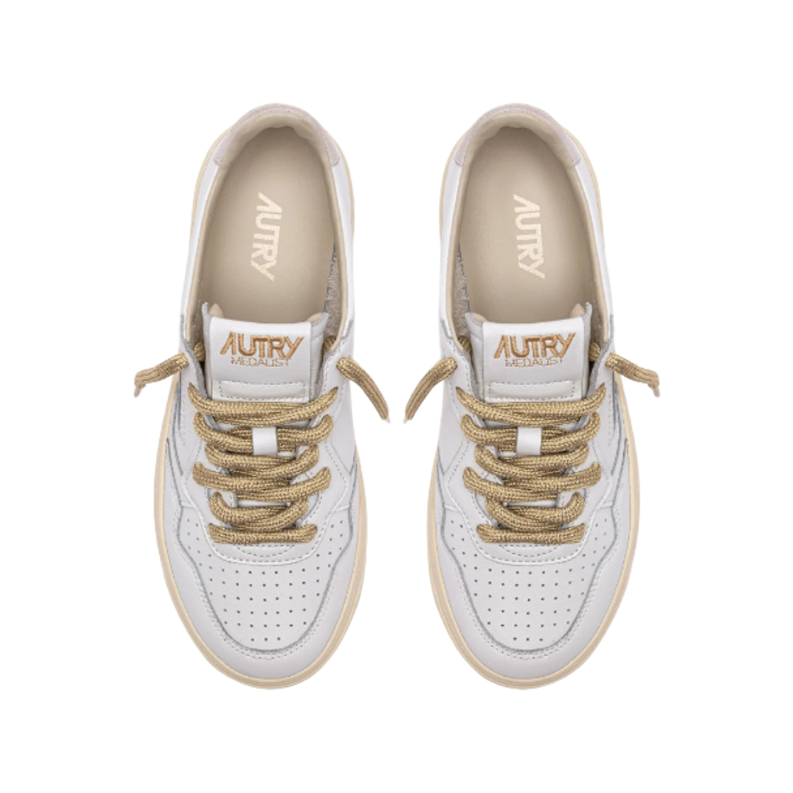 (W) 오트리 메달리스트 로우 스웨이드 스니커즈 화이트 골드((W) Autry Medalist Low Suede Sneakers White Gold) - 2