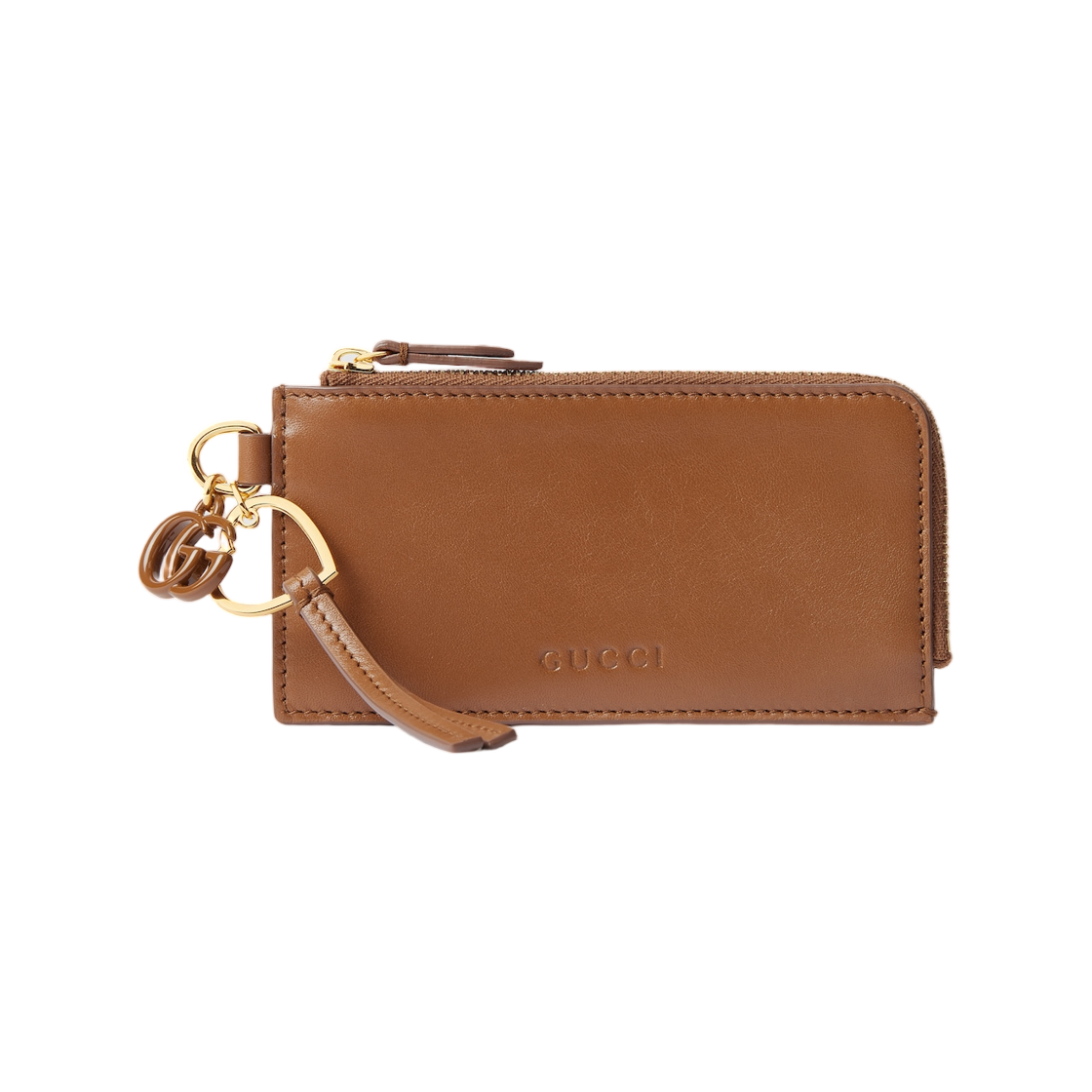 구찌 카드 케이스 더블 G 참 브라운(Gucci Card Case with Double G Charm Brown) - 1