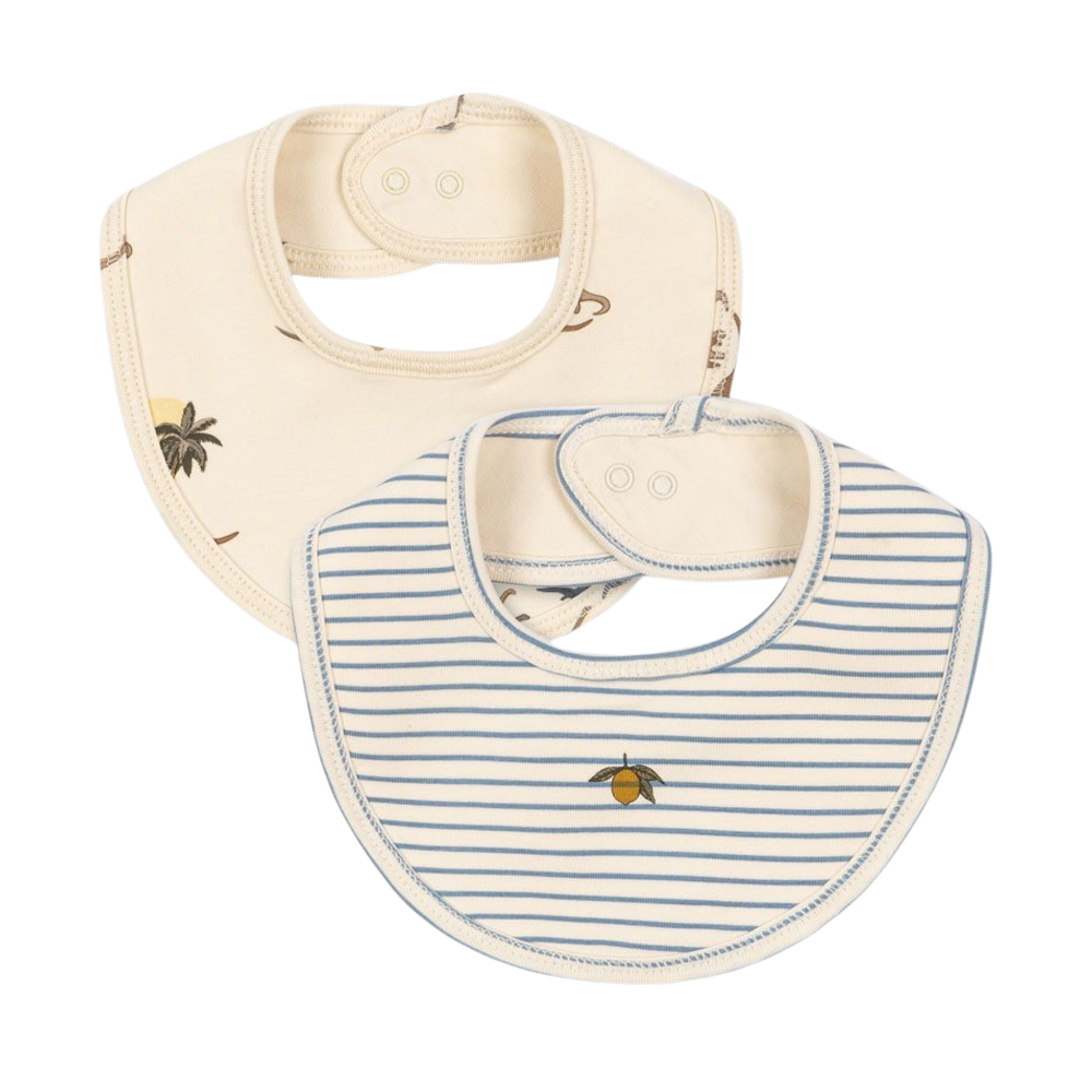 콩제슬래드 베이직 턱받이 2팩 쿠비 스트라이프(Konges Sløjd Basic 2 Pack Bib Kubi Stripe Bluie)