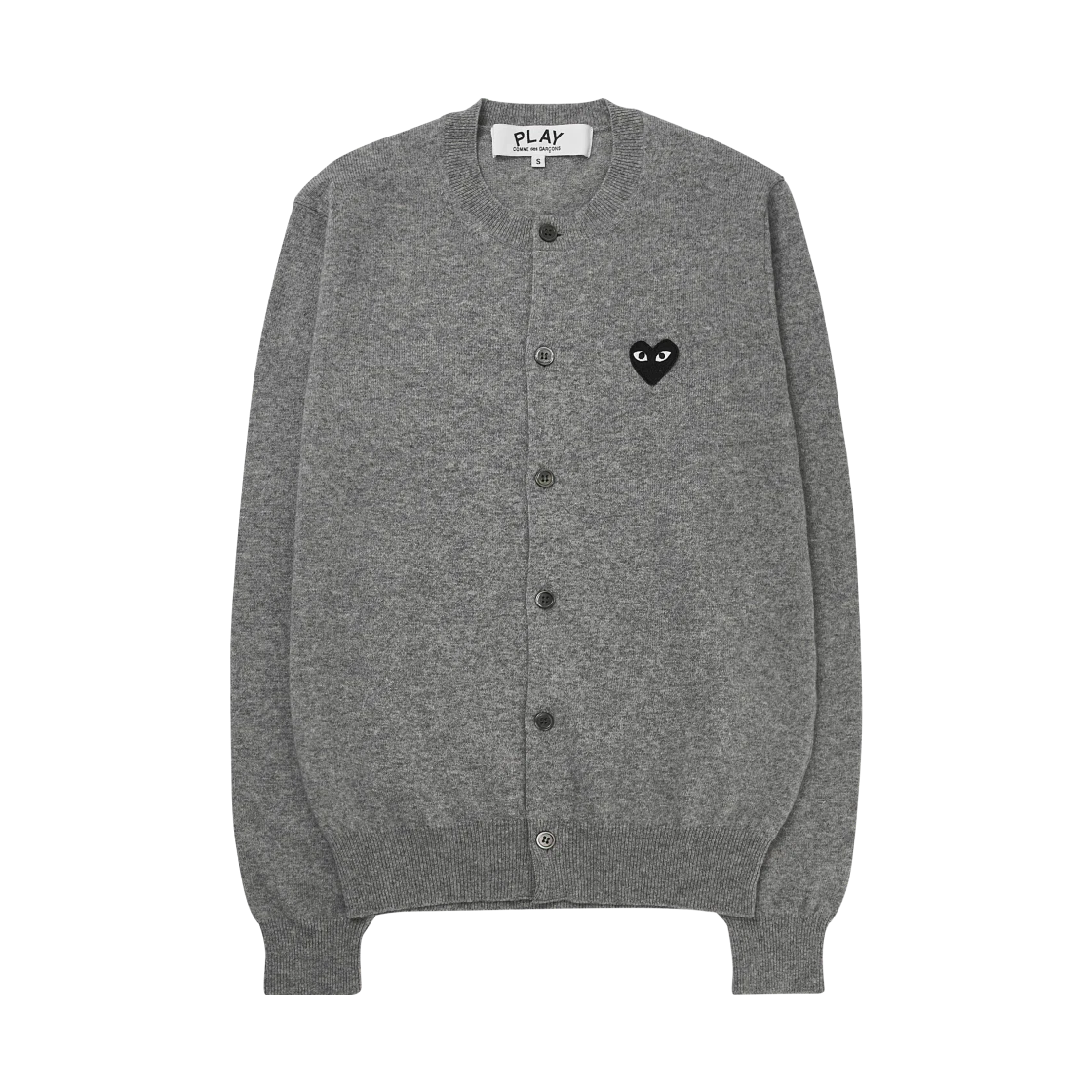 Play Comme des Garcons Play Comme des Garcons Black Heart Knit Cardigan Grey · XXXS