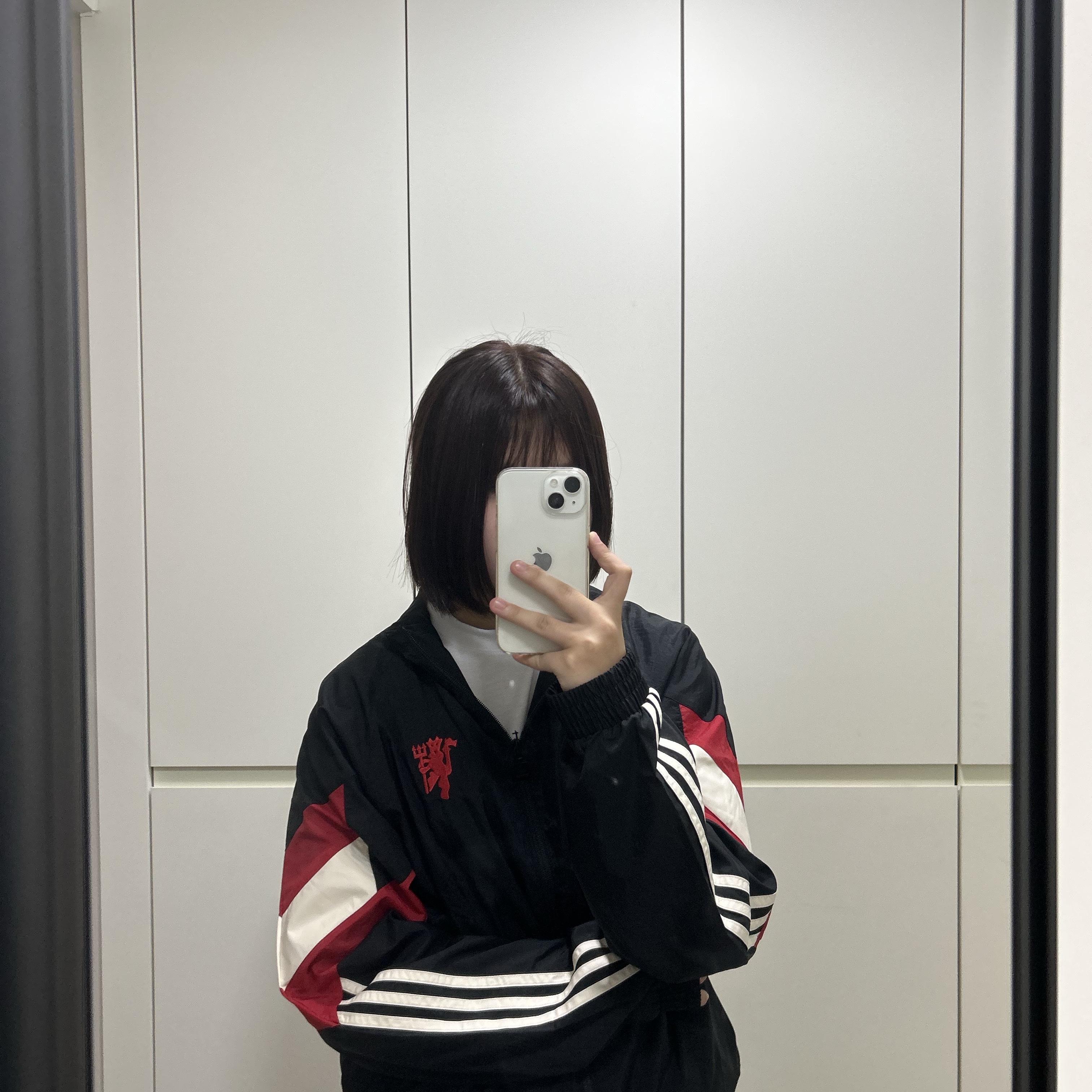 Adidas Manchester United Originals Track Top Black Red - KR Sizing 착용 스타일 - 2