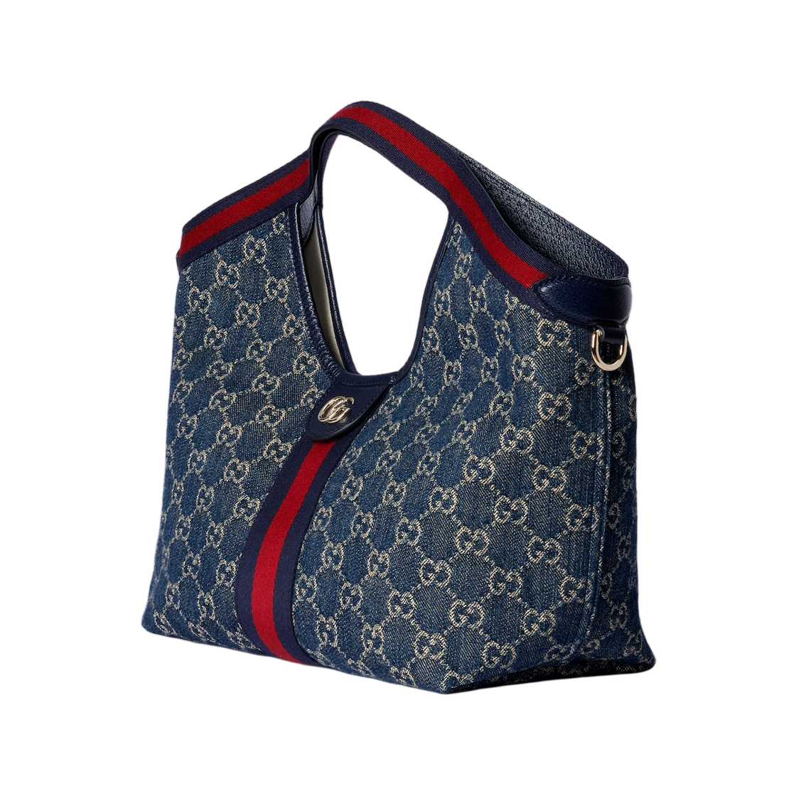 구찌 질리오 스몰 토트백 블루 화이트 데님(Gucci Giglio Small Tote Bag Blue White Denim) - 2
