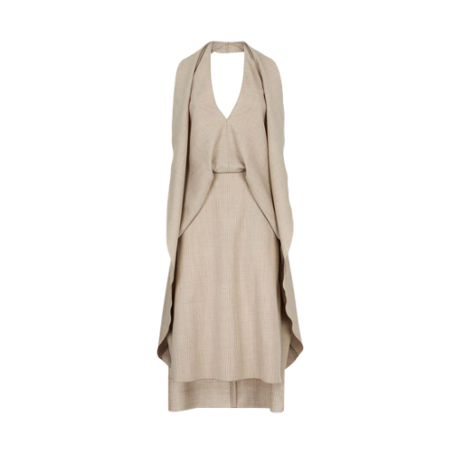 FDC814AM3PF1M2A (W) Fendi Pinstripe Flannel Dress Beige