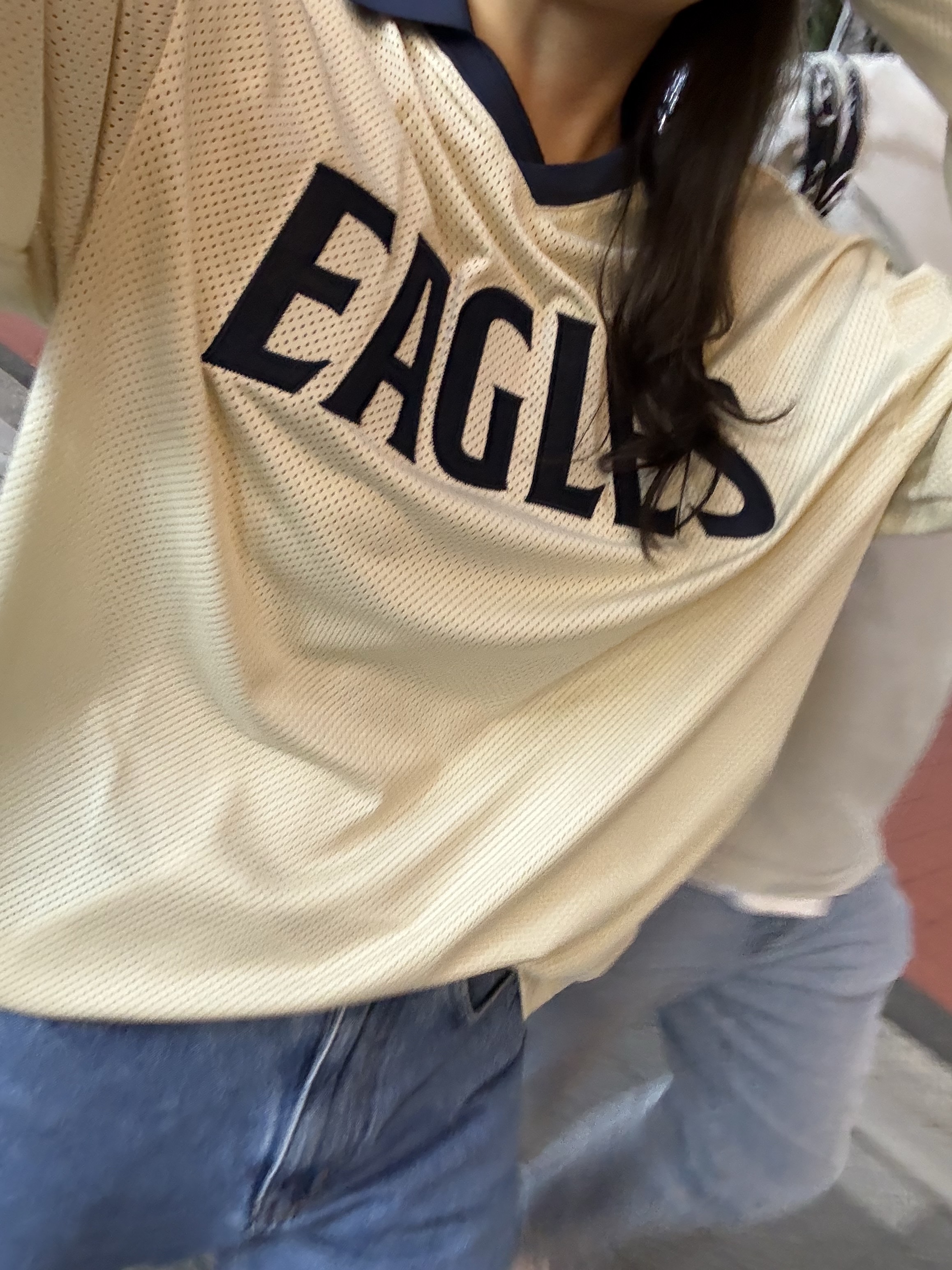 Satur x Hanwha Eagles Lausanne Over Size Mesh Jersey Cream 착용 스타일