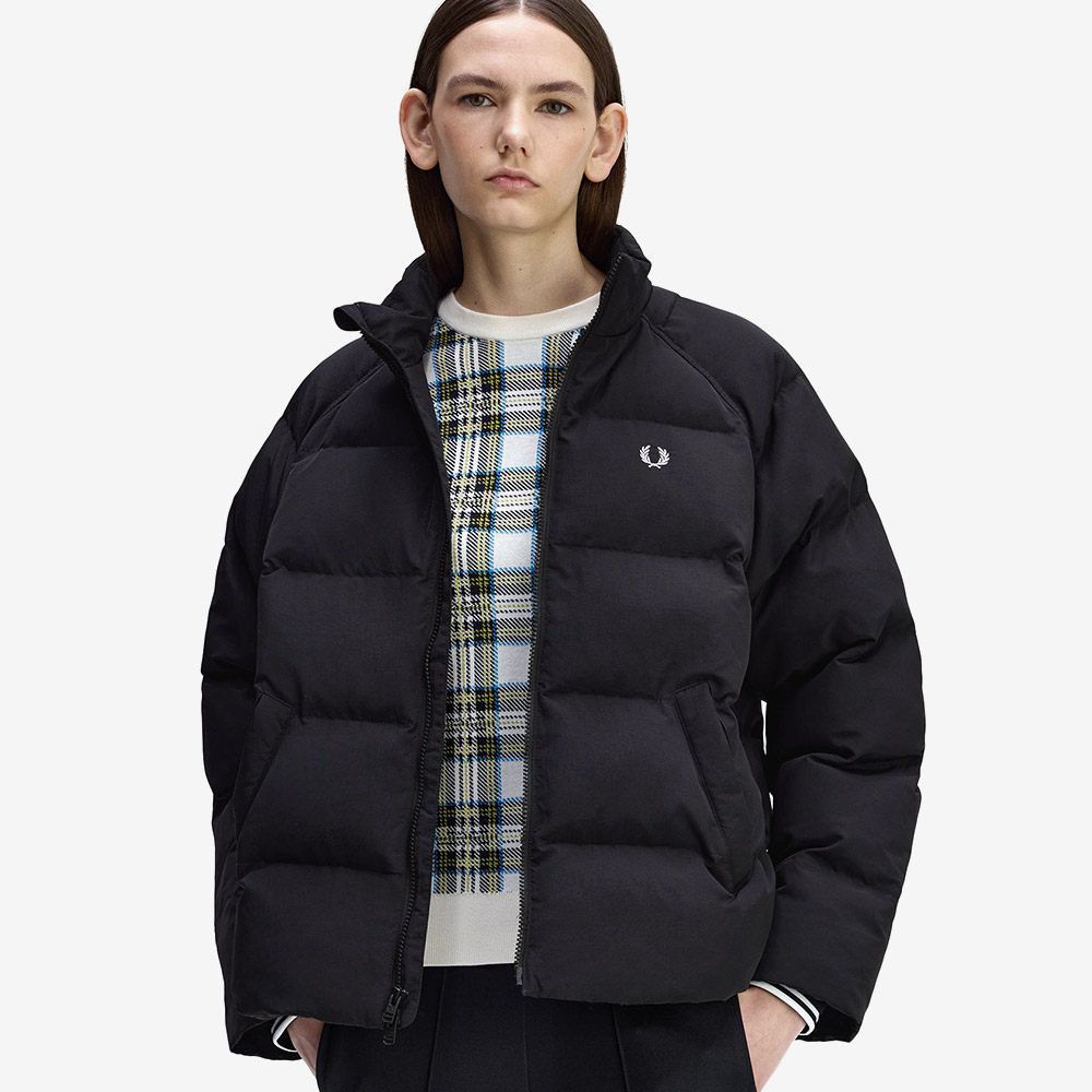 프레드 페리 우먼스 래글런 슬리브 패디드 재킷 블랙(Fred Perry Womens Raglan Sleeve Padded Jacket Black) - 4