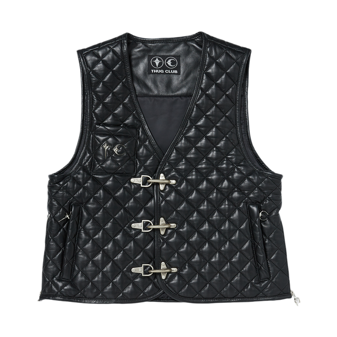 떠그 클럽 TC 본 레더 퀼티드 베스트 블랙