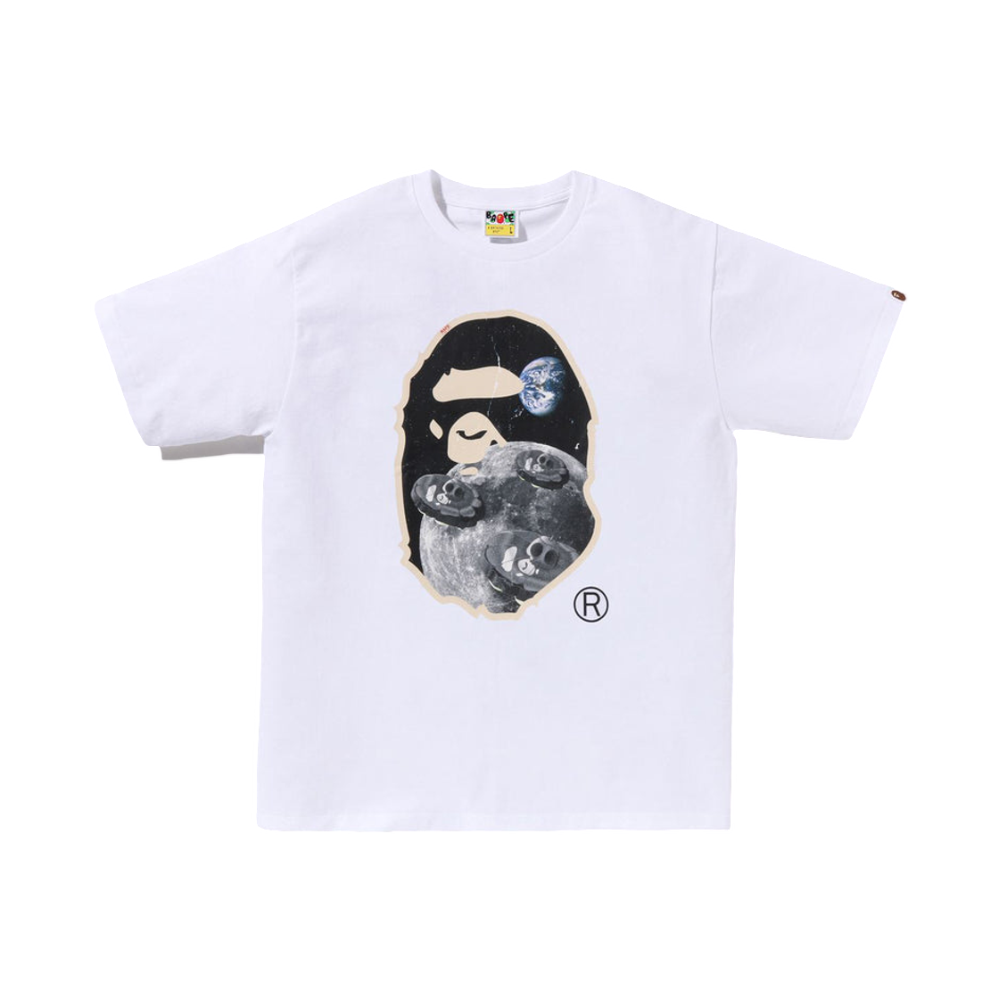 - BAPE Moon Ape Head Old Photo T-Shirt White