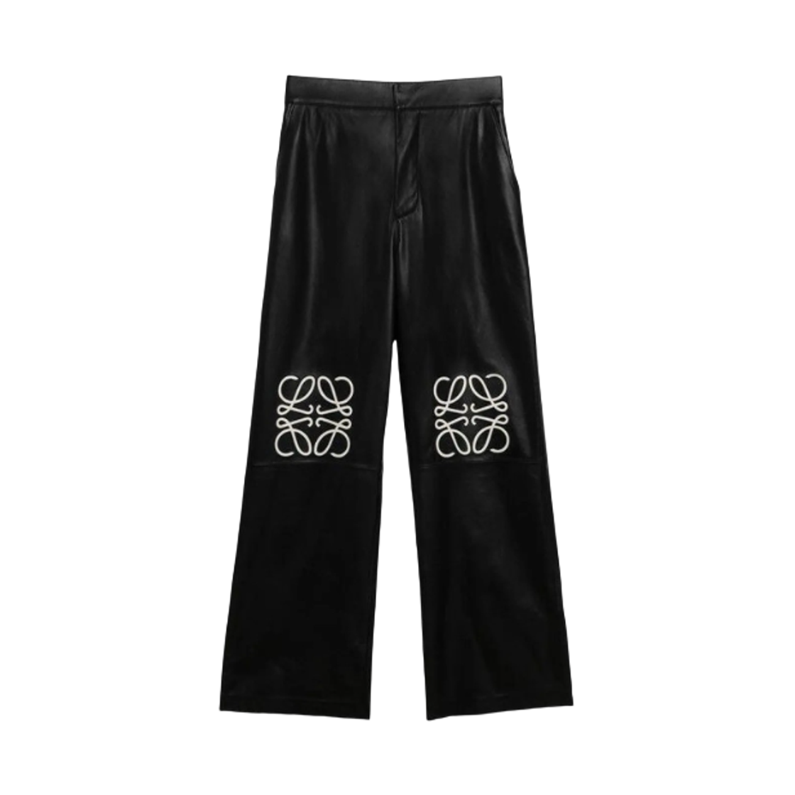 S359Y54L48-1100 (W) Loewe Anagram Leather Baggy Pants Black