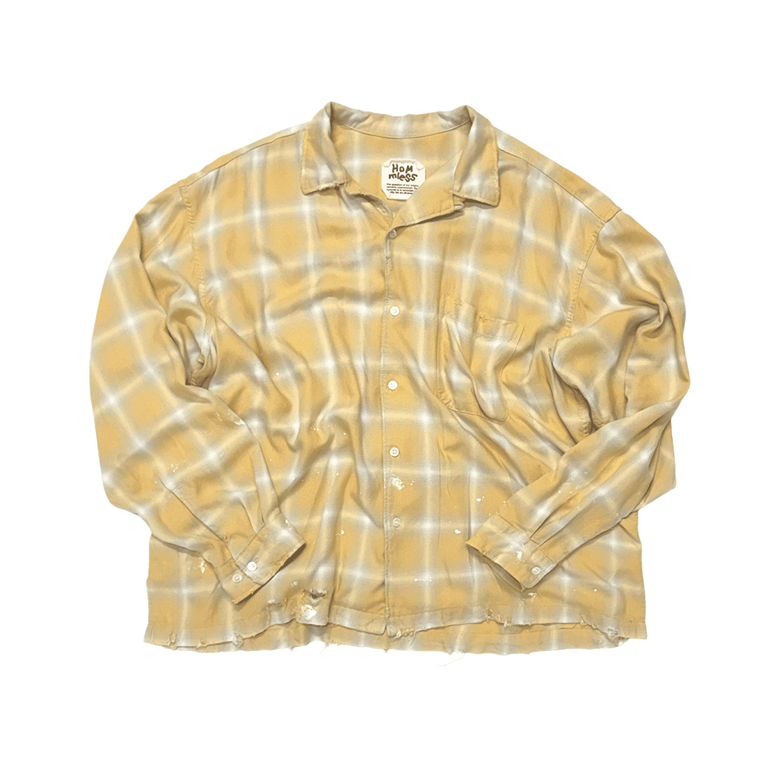 홈리스 레이온 오픈 카라 체크 셔츠 옐로우(Hommless Rayon Open Collar Check Shirts Yellow)