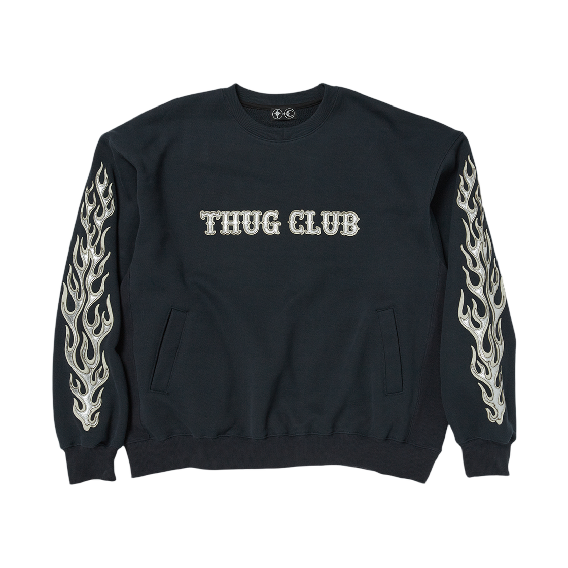- Thug Club Leather Flame Sweatshirt Navy