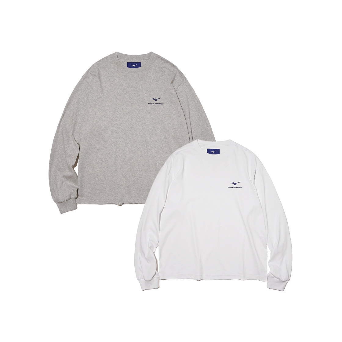 [2PACK] 피뎁트 X 미즈노 로고 티셔츠 화이트/그레이([Phyps Dept X Mizuno] [2PACK] Logo T-Shirt White/Gray)