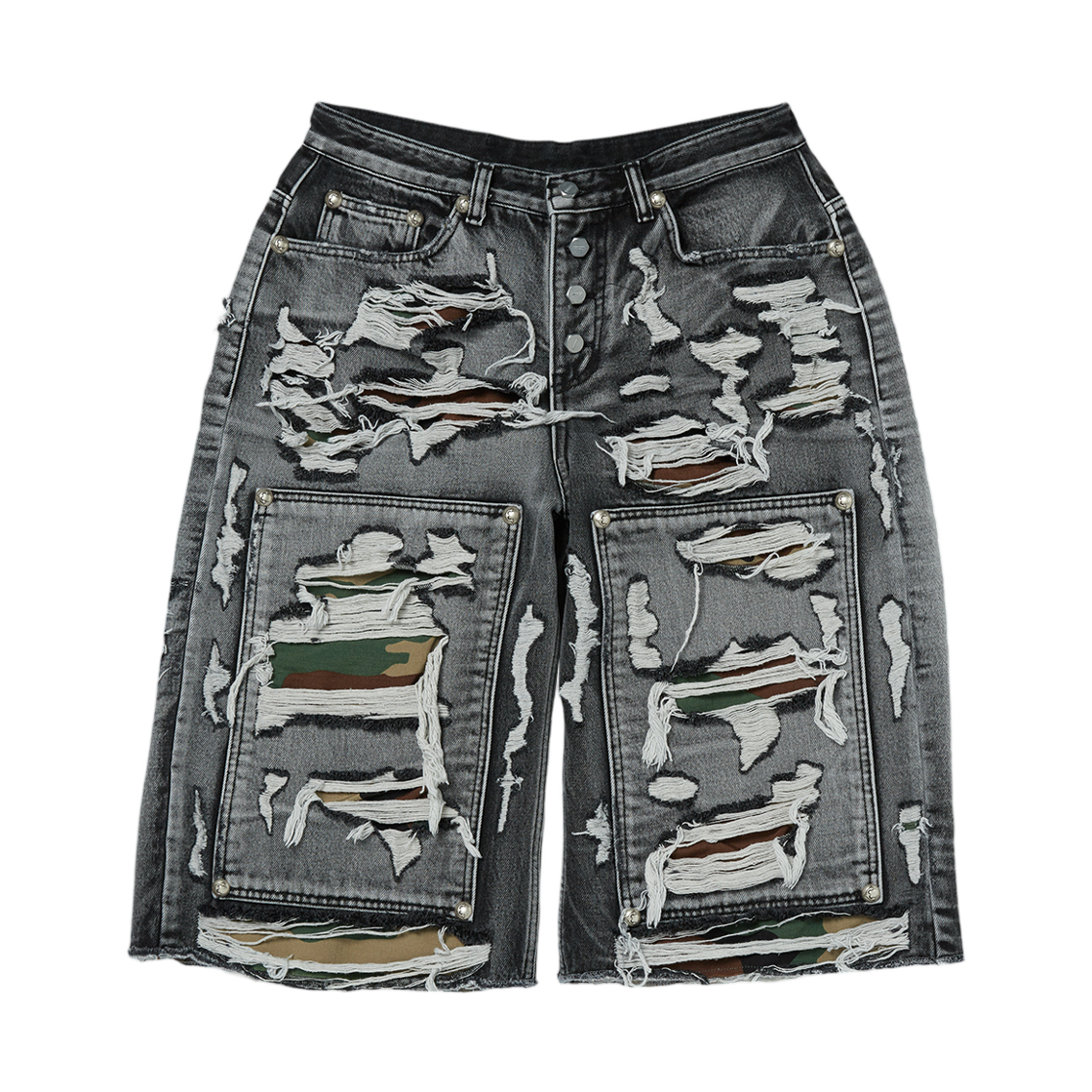 떠그 클럽 헬 카모 데님 쇼츠 블랙(Thug Club Hell Camo Denim Shorts Black)