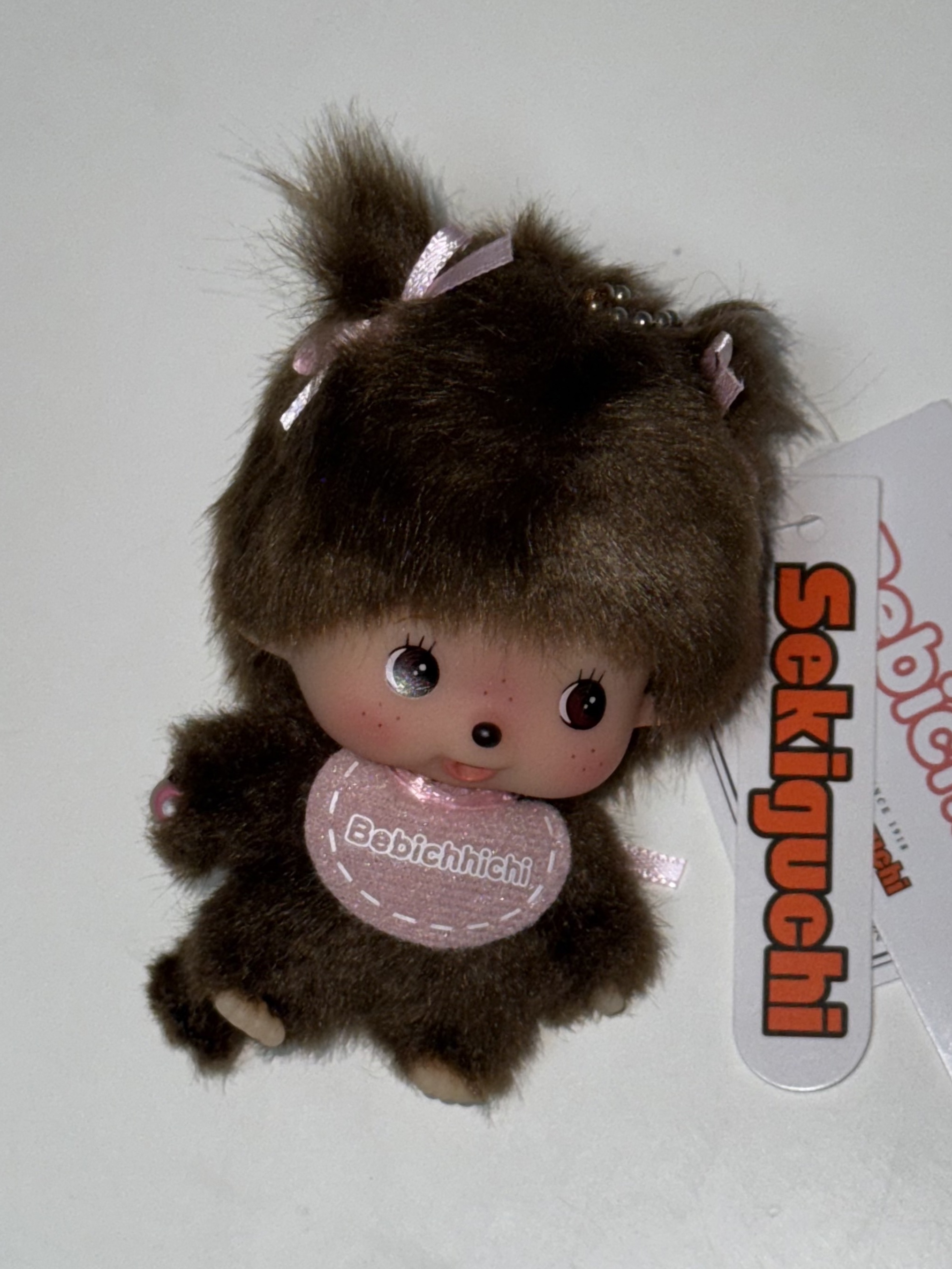 Monchhichi Bebichhichi Bighead SS Girl Key Chain Pink 착용 스타일