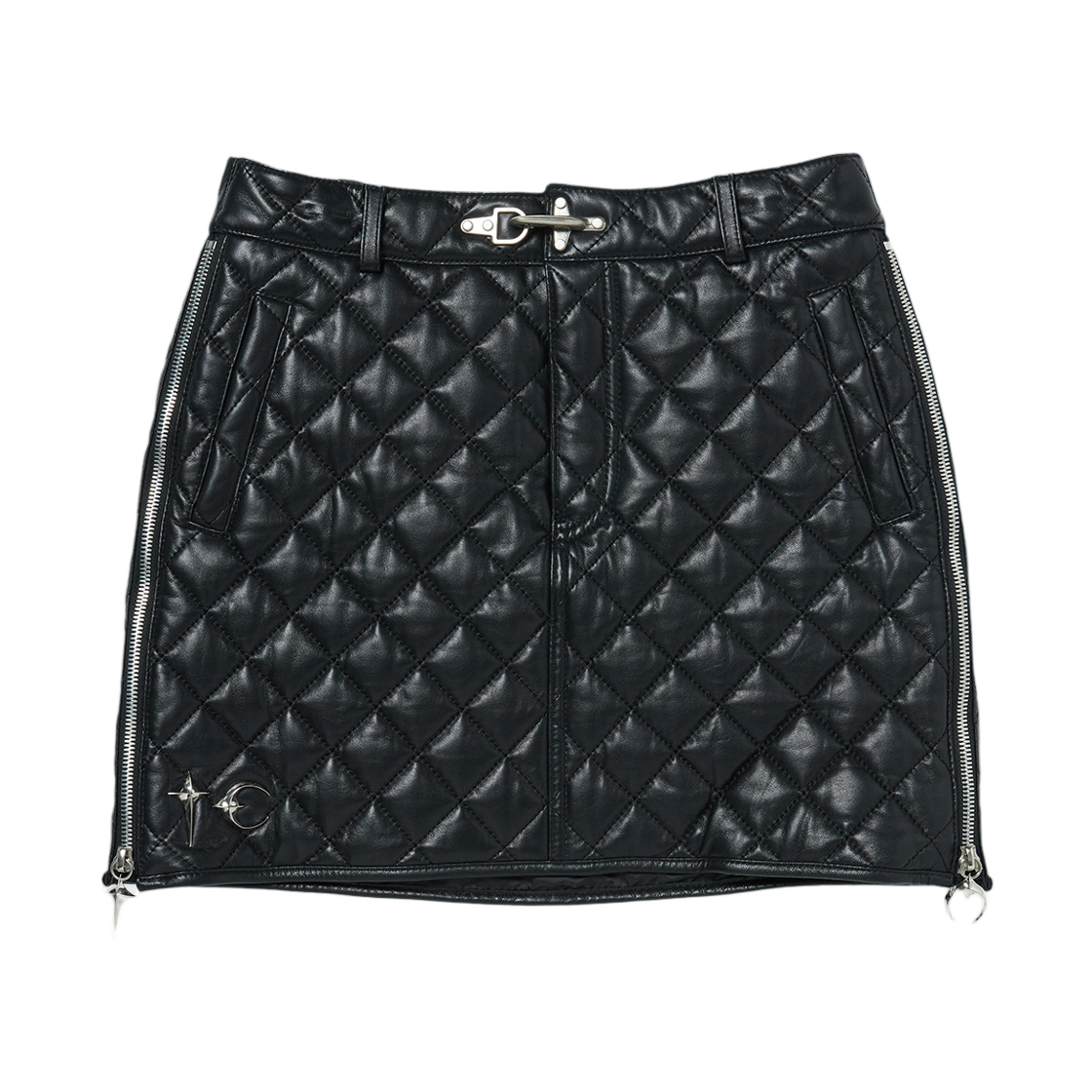 (W) 떠그 클럽 엔젤스 퀼티드 숏 스커트 블랙((W) Thug Club Angels Quilted Short Skirt Black)