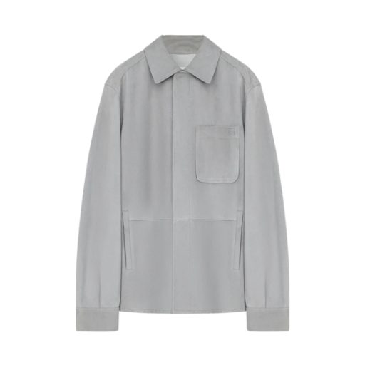 H526Y31L48-1130 Loewe Suede Lambskin Overshirt Light Grey