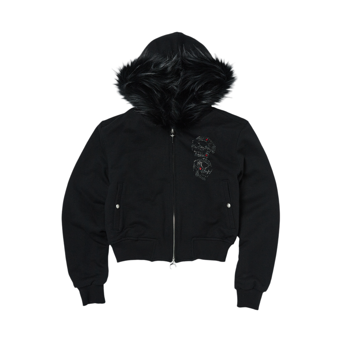 떠그 클럽 TC 엔젤스 크리스탈 엠벨리시드 후드 집업 블랙(Thug Club TC Angels Crystal Embellished Hooded Zip Up Black) - 1