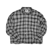 Hommless Rayon Open Collar Check Shirts Black