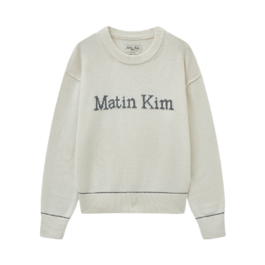 MK2577PO020MIV Matin Kim Color Trim Line Logo Pullover Ivory