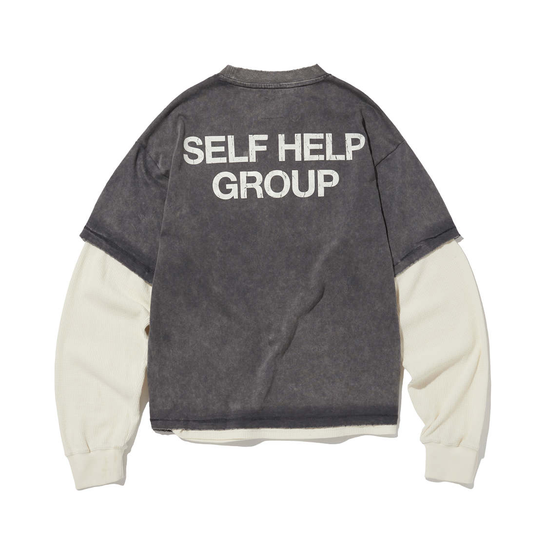 펀치 드렁크 파티즈 SHG 워시드 레이어드 롱 슬리브 차콜(Punch Drunk Parties Shg Washed Layered Long Sleeve Charcoal)