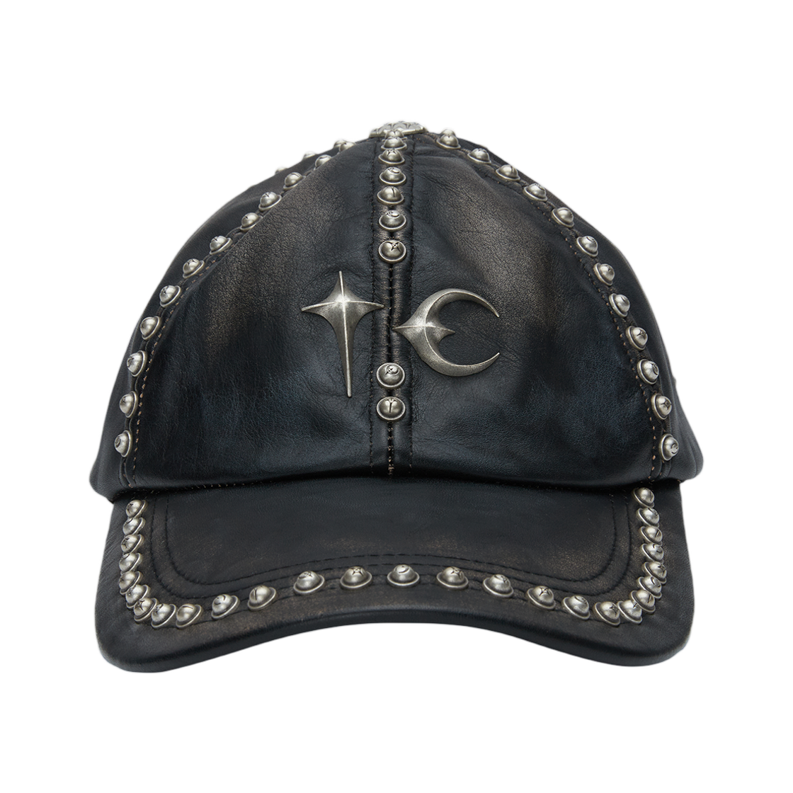 - Thug Club Studded Washed Leather Cap Black