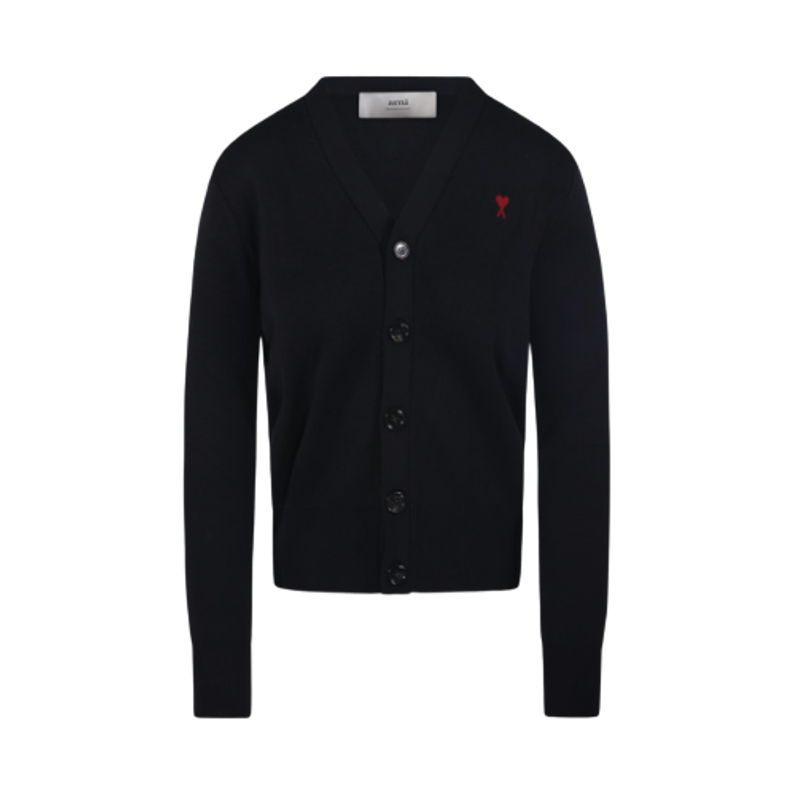 FKC374-001-009 (W) Ami de Coeur Wool Slim Fit Cardigan Black Red