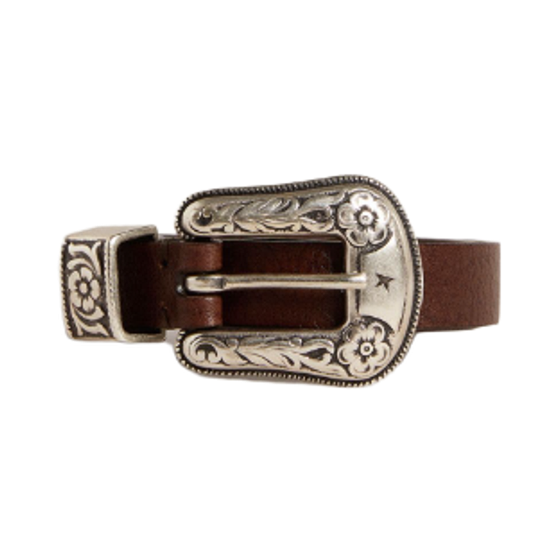 GWA00698-A000770-55357 (W) Golden Goose Buckle Leather Belt Dark Brown