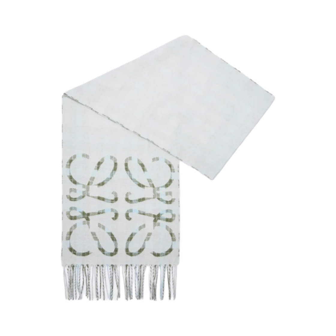 로에베 실크 캐시미어 애너그램 머플러 라이트 그레이 멀티컬러(Loewe Anagram Muffler in Silk and Cashmere Light Grey Multicolor) - 2