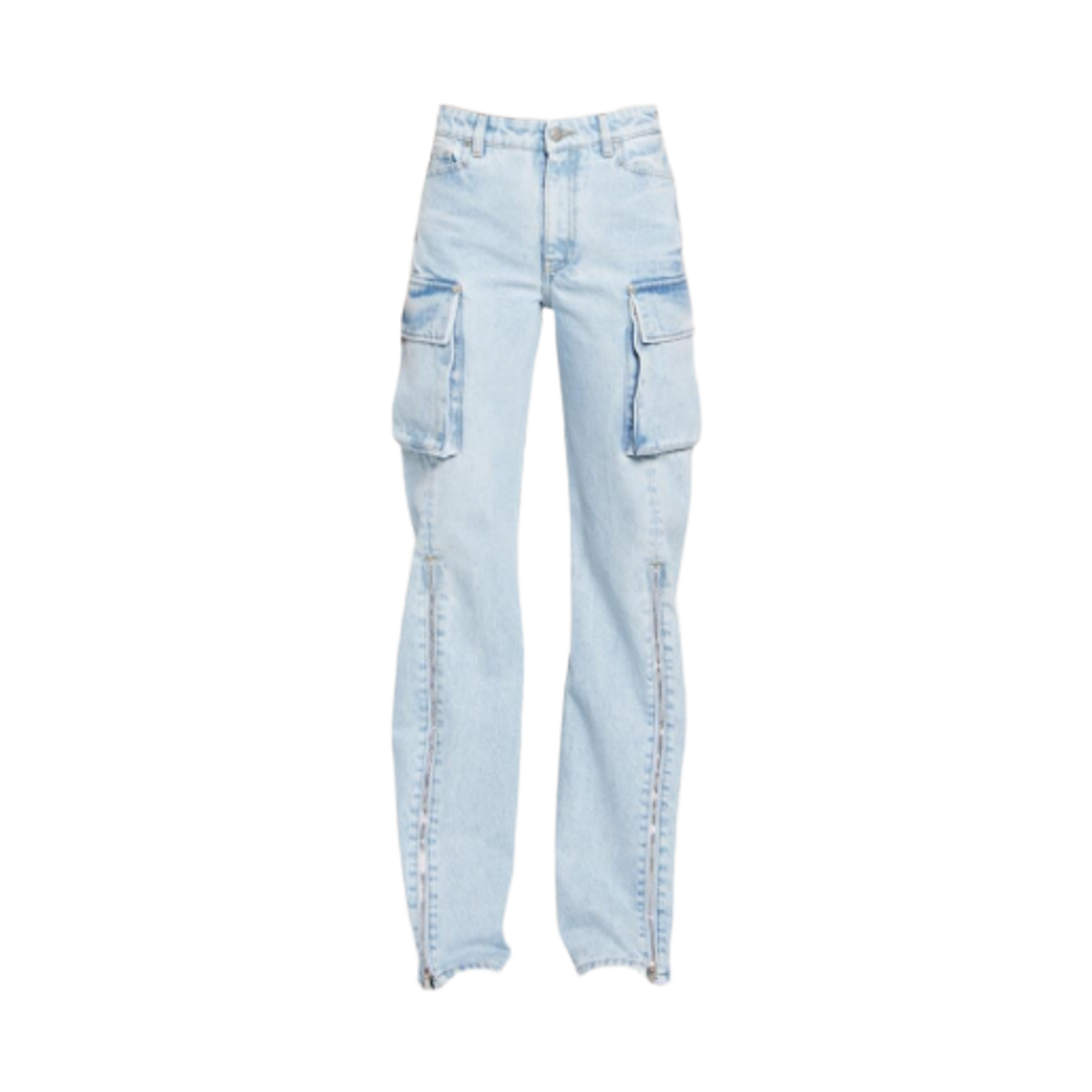 6D02463SPH624699 (W) Stella McCartney Zip Cargo Denim Pants Light Vintage Blue