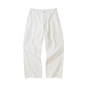 Knitted Curved Wide Denim Pants Cream