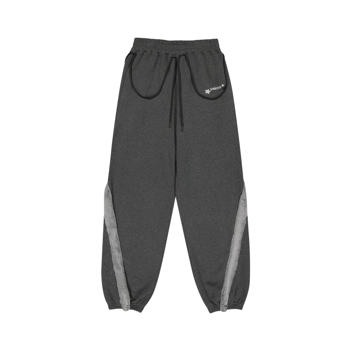OJ25FWPT001CC OJOS Side Fur Trim Sweatpants Charcoal