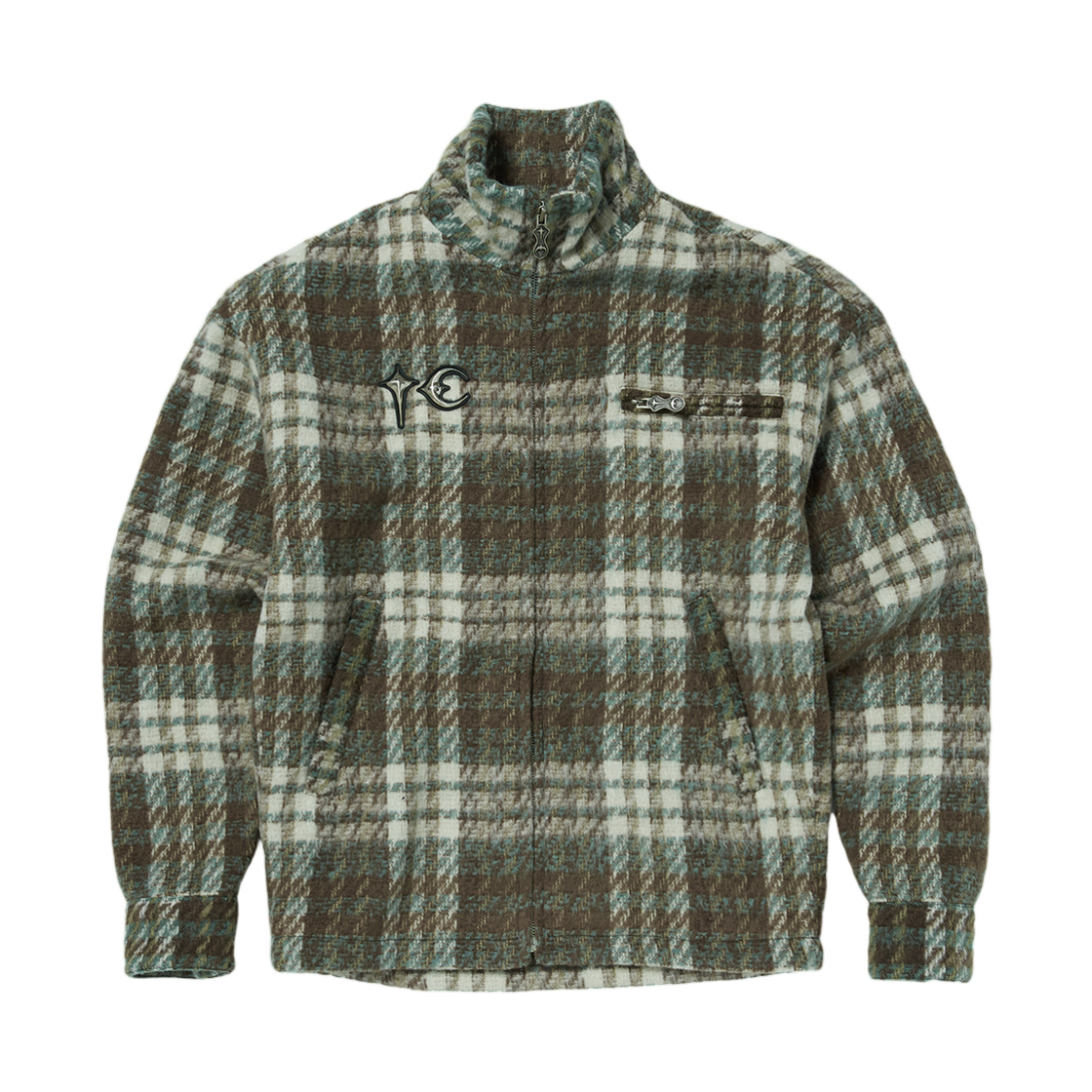 - Thug Club Classic Check Full Zip Jacket Green Brown