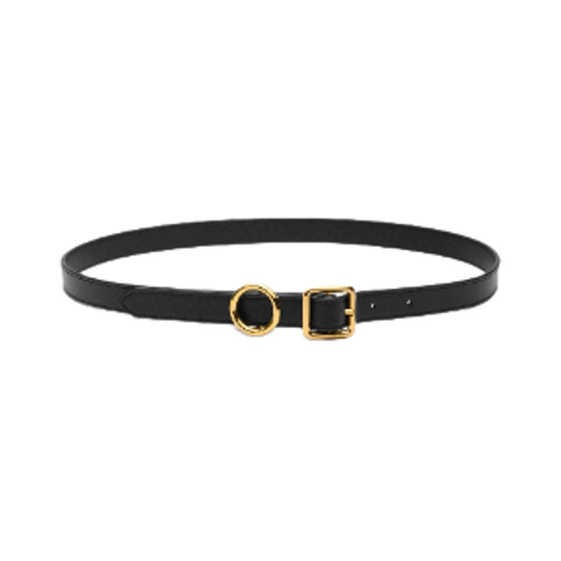 BEW00345AC0-1C02-990 (W) Jacquemus Thin Regalo Circle and Square Buckle Belt Black