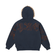 Supreme Faux Fur Zip Up Hooded Sweatshirt Navy - 25FW