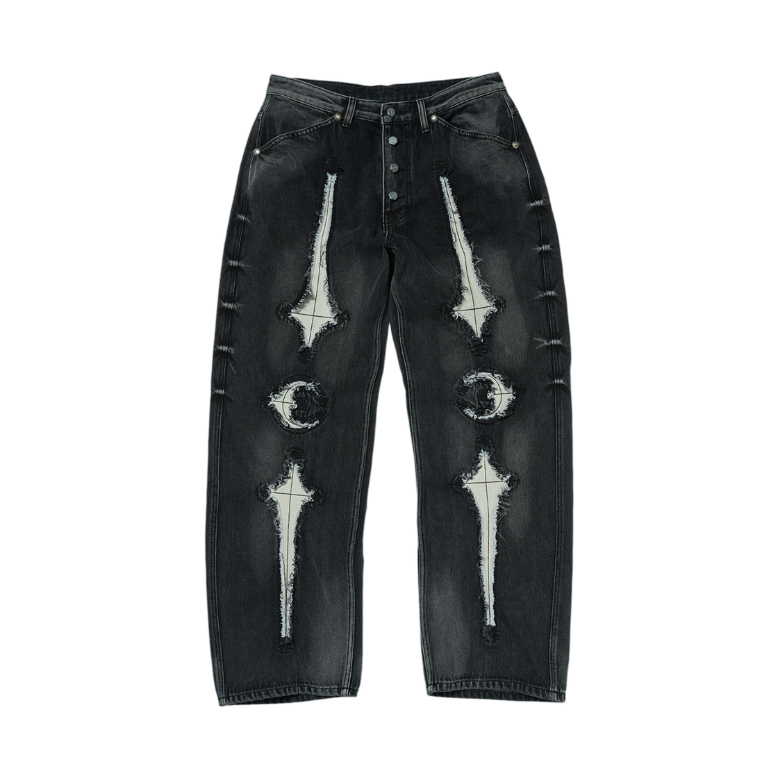 떠그 클럽 TC 본 레더 데님 팬츠 블랙(Thug Club TC Bone Leather Denim Pants Black)