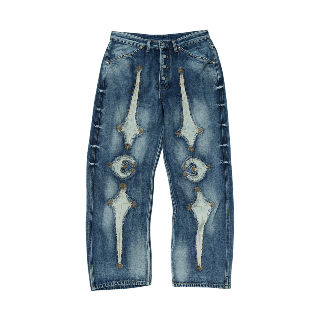 떠그 클럽 TC 본 레더 데님 팬츠 블루(Thug Club TC Bone Leather Denim Pants Blue)