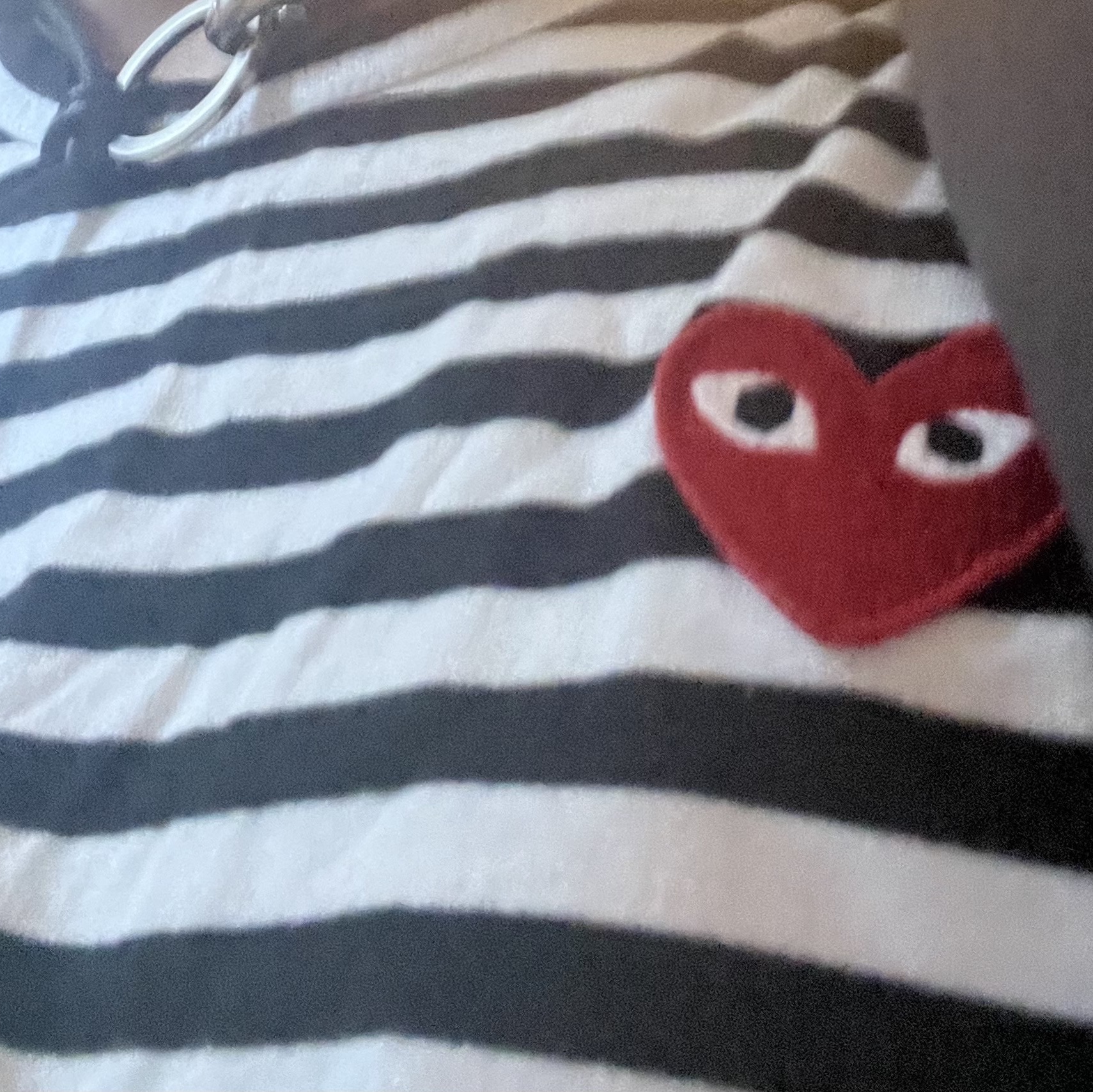 Play Comme des Garcons Striped LS T-Shirt Black White 착용 스타일