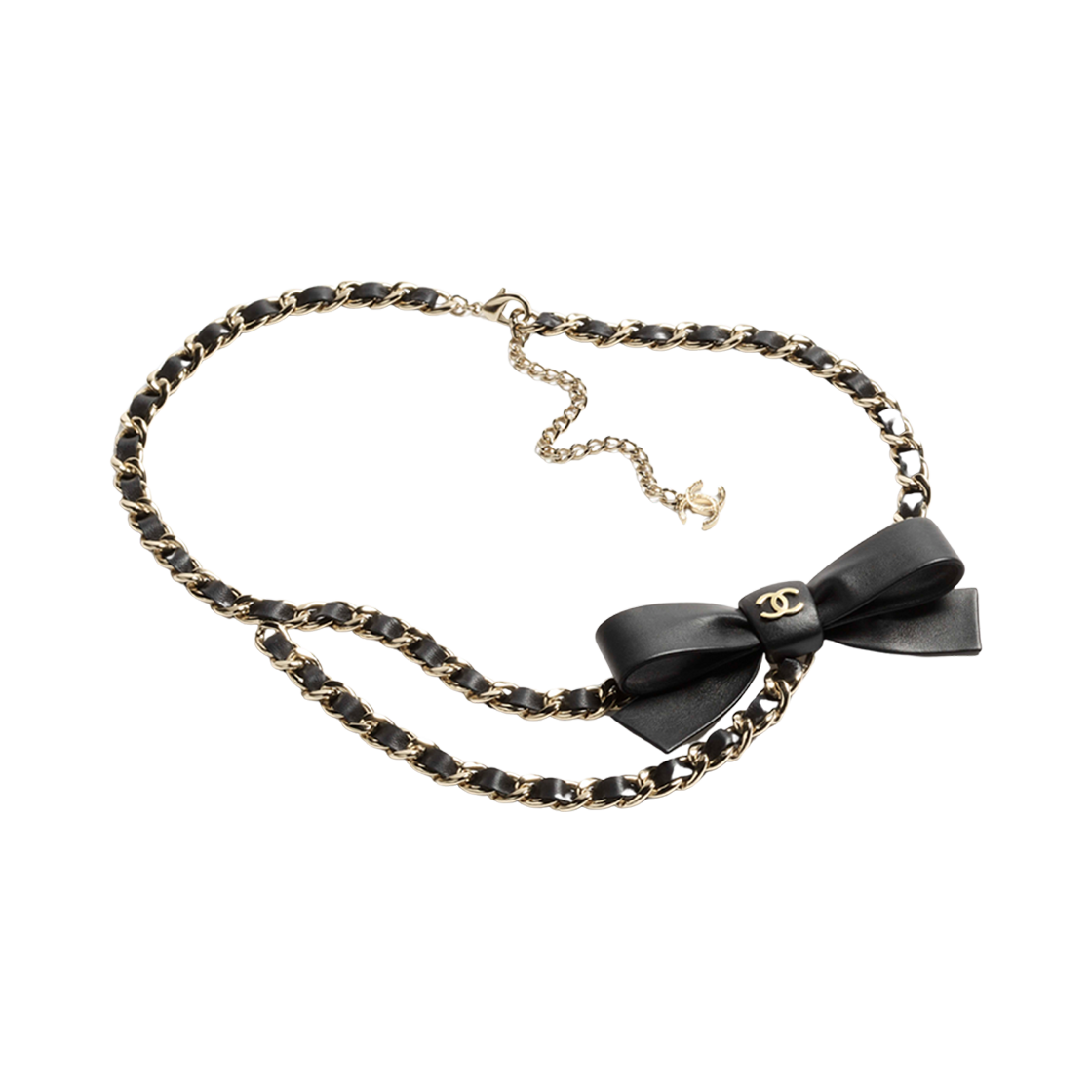 샤넬 체인 벨트 메탈 카프스킨 & 블랙 골드
