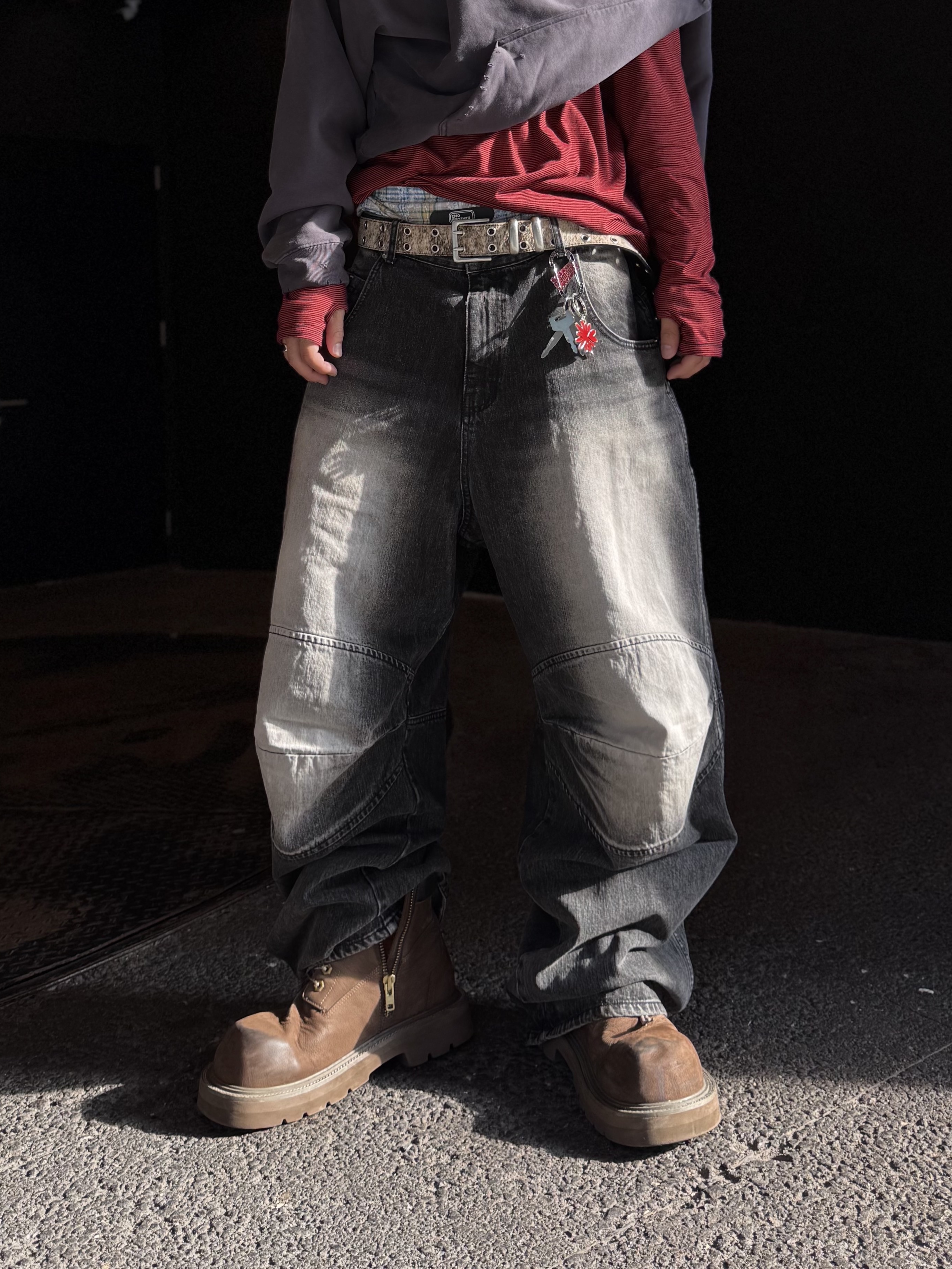 MJD 3D Knee Denim Pants Black, Oakley Plantaris Matte Black Frame Prizm Grey Lenses Regular Universal Fit 착용 스타일 - 6