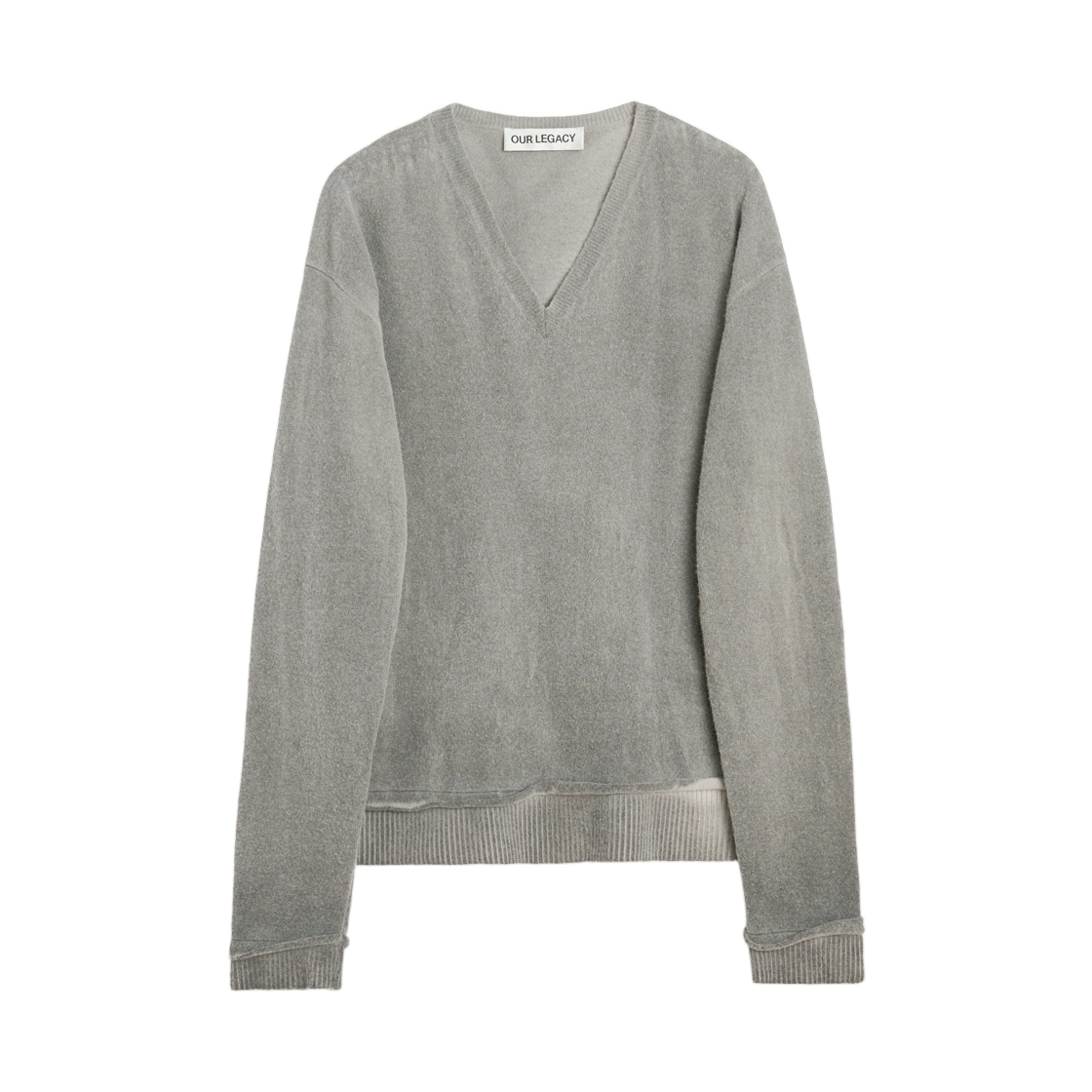 M4253PGS Our Legacy Parallel V-Neck Grey Spray Dye Cherub Wool