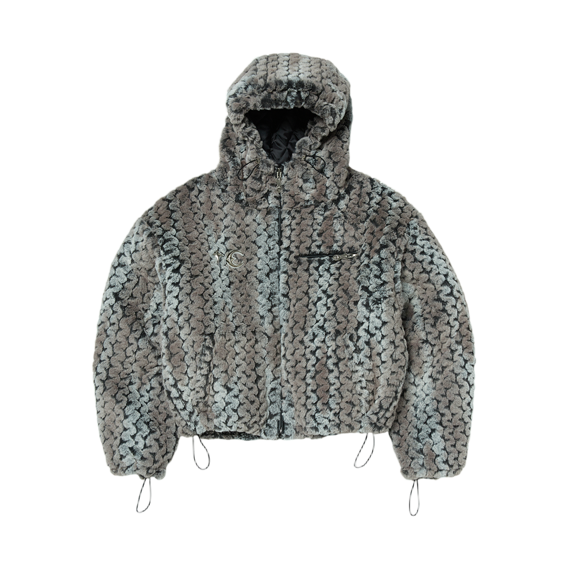 떠그 클럽 TC 웨이비 레오파드 퍼 자켓 아이보리 블랙(Thug Club TC Wavy Leopard Fur Jacket Ivory Black)