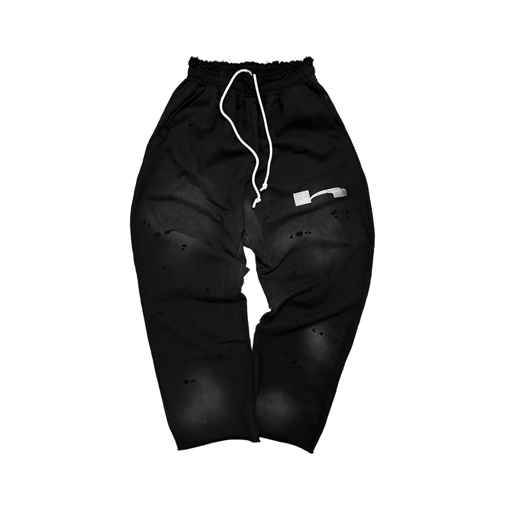 홈리스 에이치 로고 더티 스웻 팬츠 블랙(Hommless h Logo Dirty Sweat Pants Black)