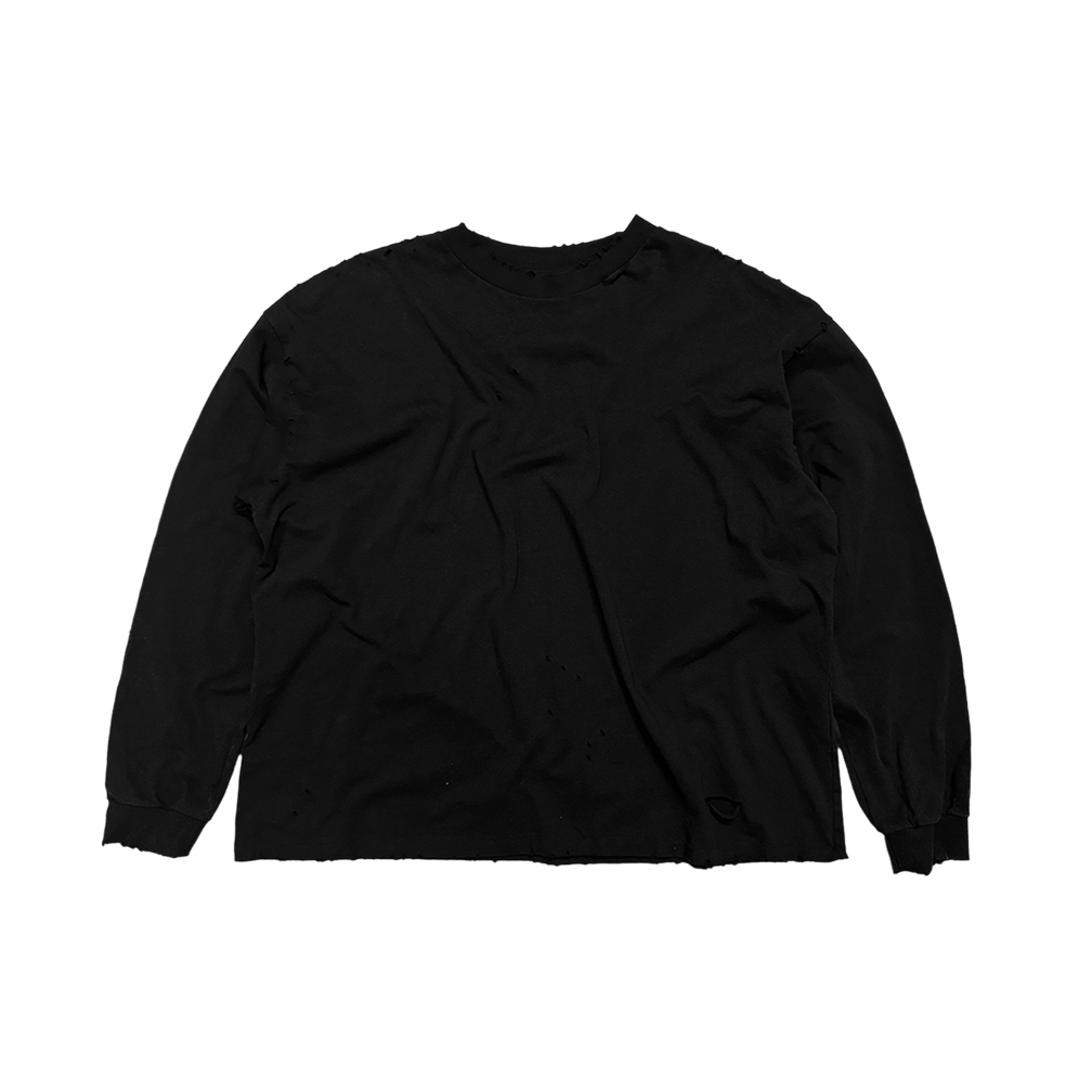 홈리스 디스트레스 레귤러 롱슬리브 블랙(Hommless Distressed Regular LS Black)