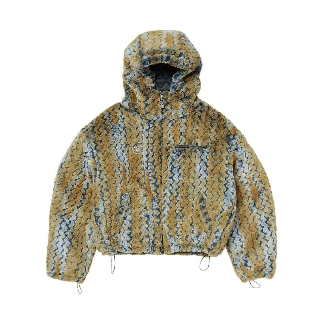 떠그 클럽 TC 웨이비 레오파드 퍼 자켓 옐로우 블루(Thug Club TC Wavy Leopard Fur Jacket Yellow Blue)